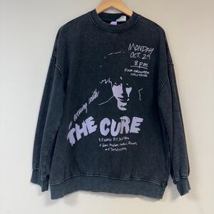 H&M The Cure Concert Sweatshirt Grey Womens S Alternative Goth Rock Band Shirt